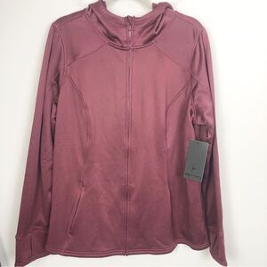 90 DEGREE BY REFLEX | NEW Scuba Style Full Zip Hoodie Ruby Port Women’s Size 1X